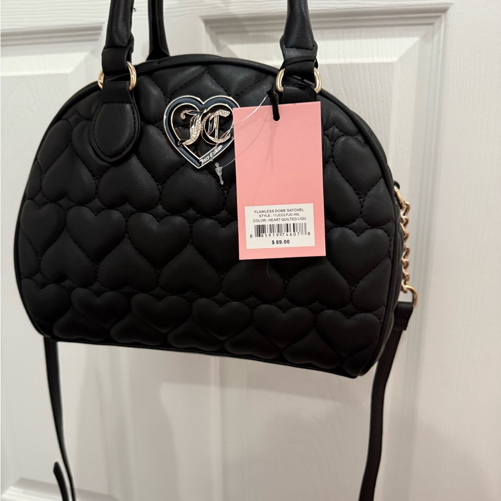 Black Quilted Heart Handbag
